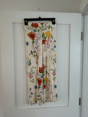 Reformation Cream Maxi Skirt with Multicolor Floral Print